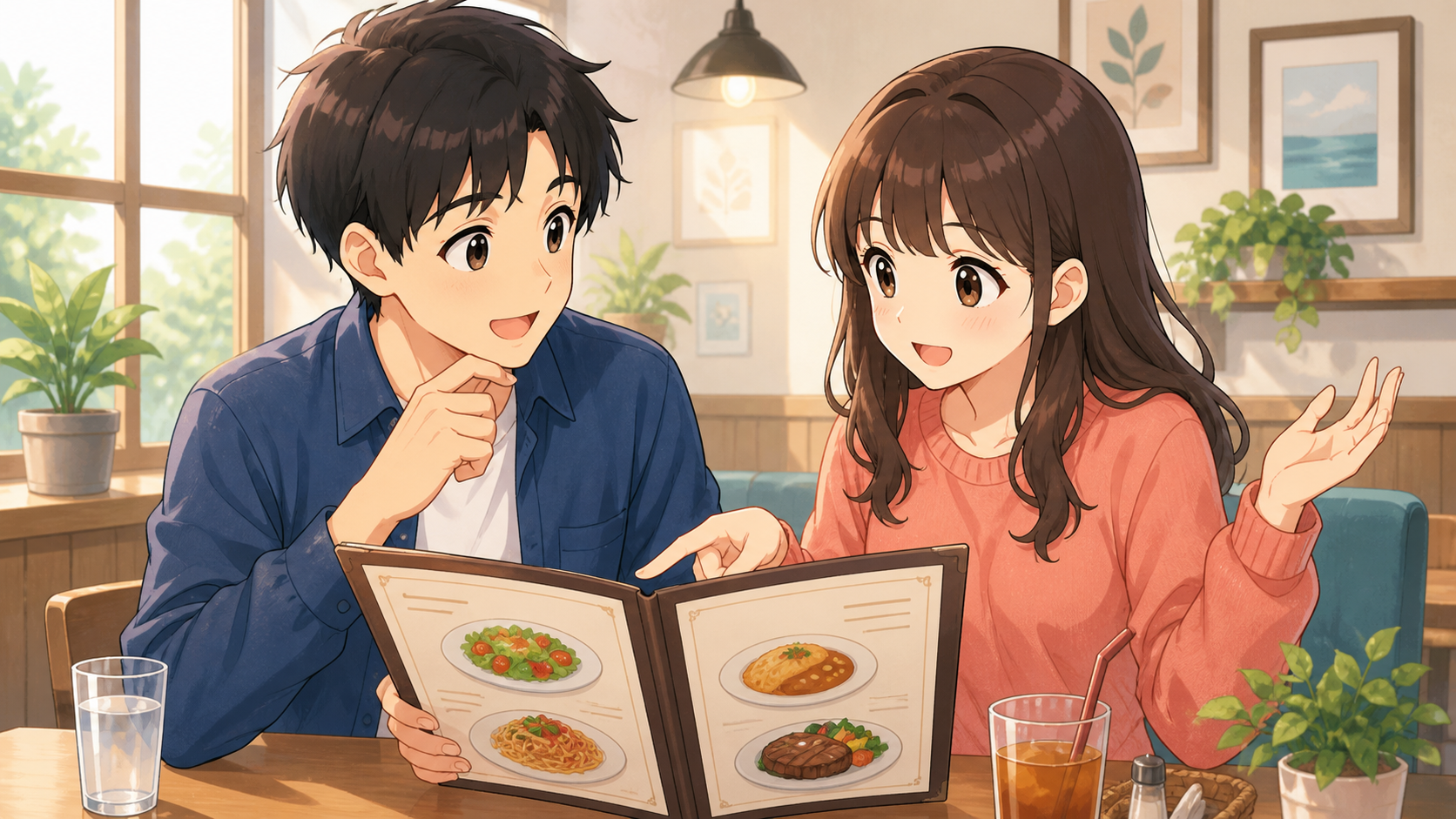 Friends sharing opinions at a restaurant