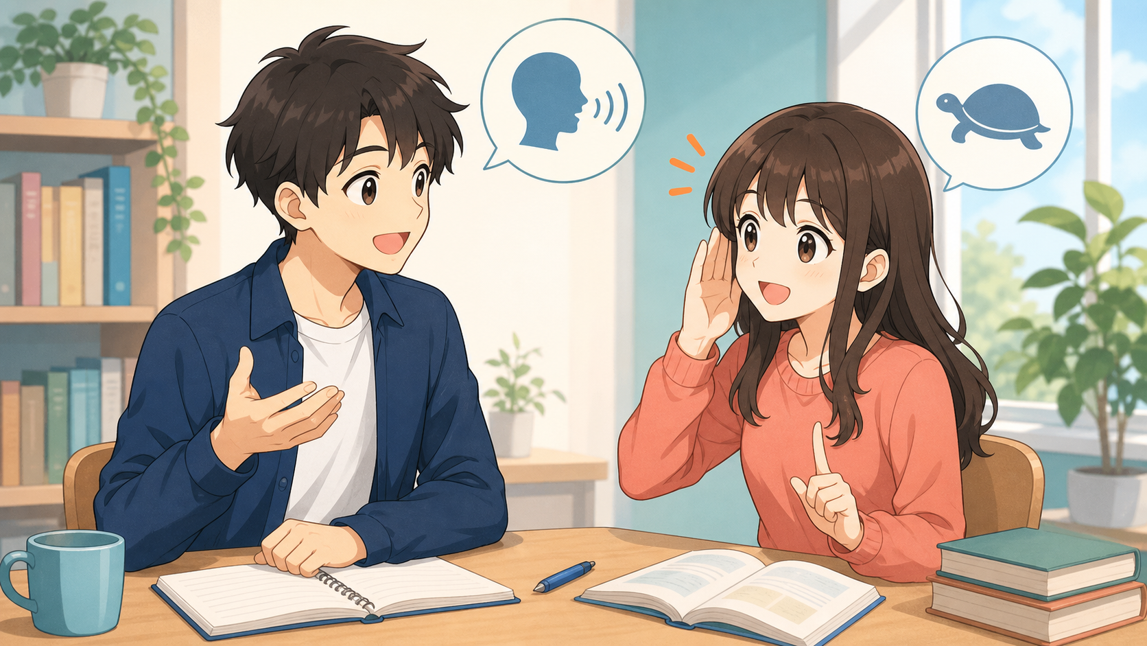Students practicing how to ask someone to repeat